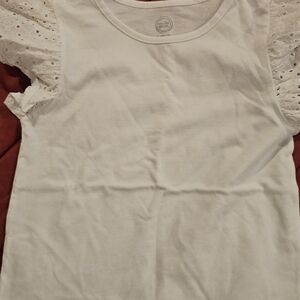 Wonder Nation White Kids Tee with Eyelet Sleeves